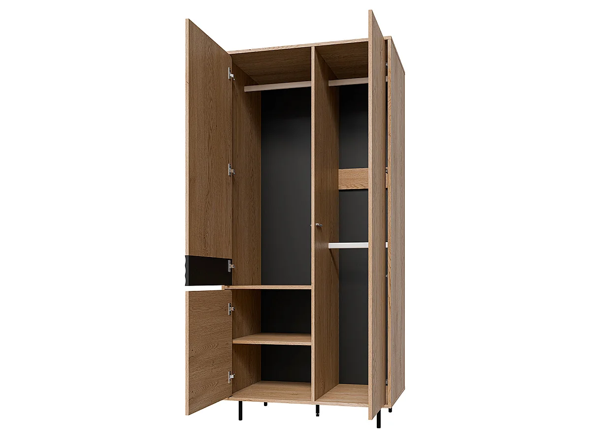 Armoire 3 portes Astra Bois et Noir
