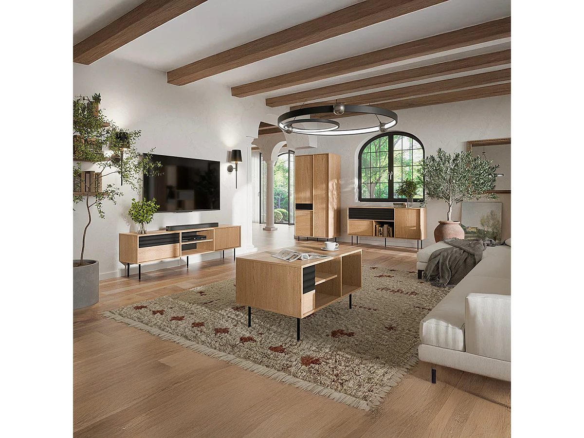 Armoire 3 portes Astra Bois et Noir