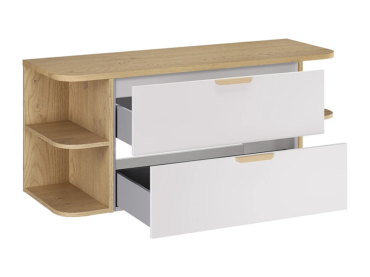 Oria mat hvid 120 cm afrundede nicher underskab