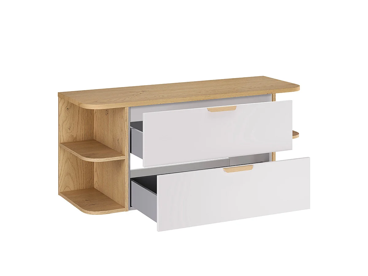 Meuble sous-vasque 120cm niches arrondies plan de toilette Oria Blanc mat