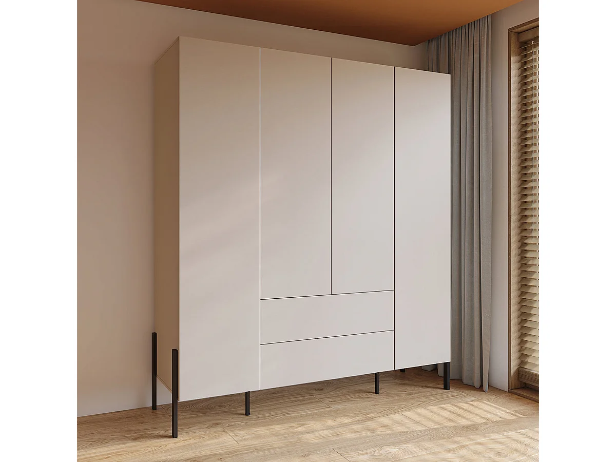 Armadio 4 ante 2 cassetti Bérénice cachemire 210cm