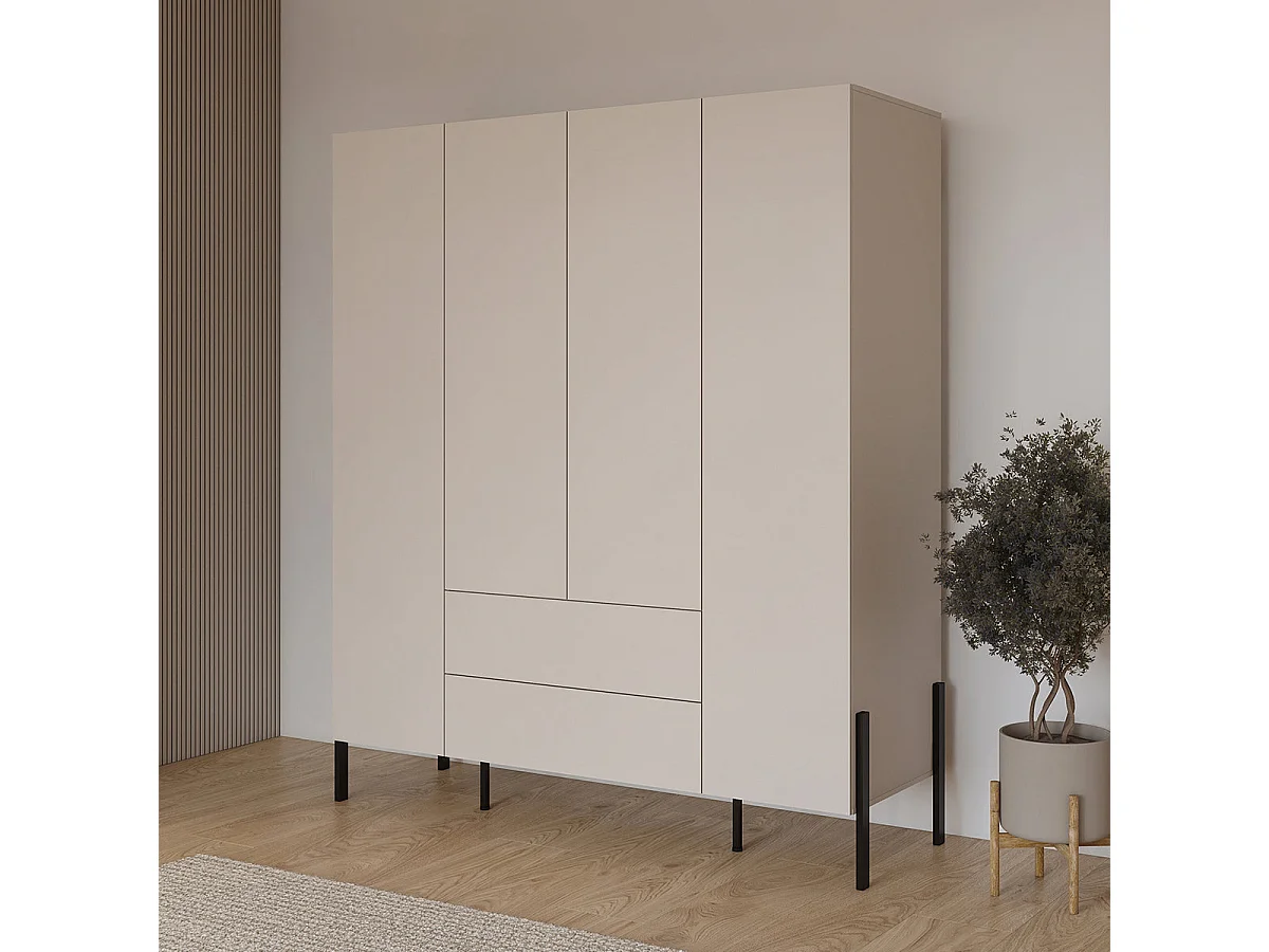 Armadio 4 ante 2 cassetti Bérénice cachemire 210cm