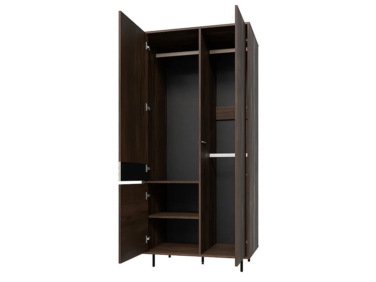 Armoire 3 portes Astra Bois foncé et Cachemire