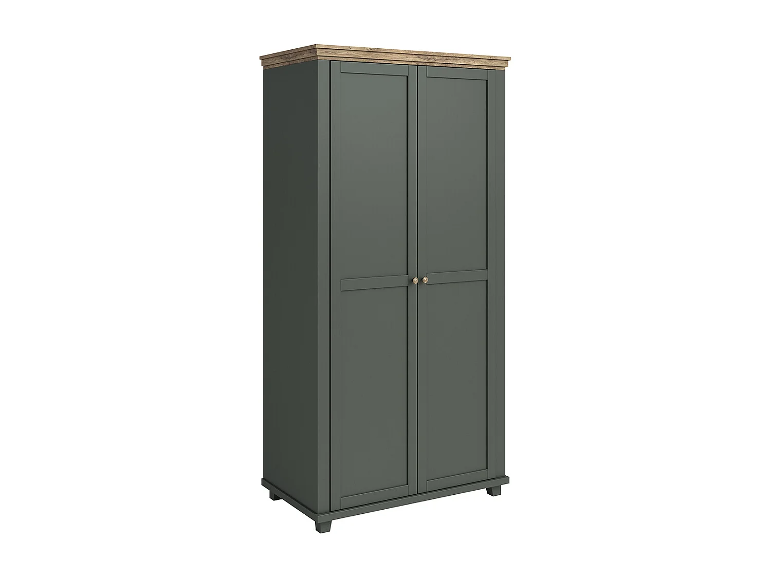 2-türiger Kleiderschrank Martin Grün und Holz