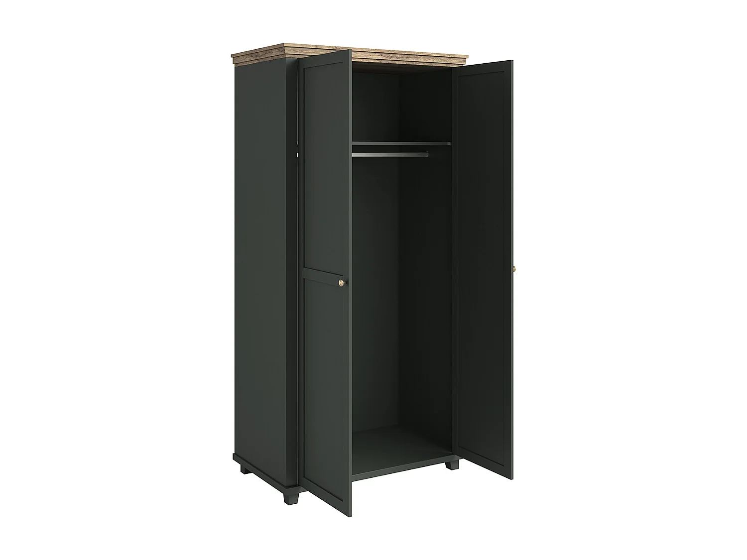 2-türiger Kleiderschrank Martin Grün und Holz