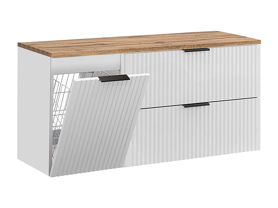 Underskab 120 cm vasketøjskurv Adriel Hvid