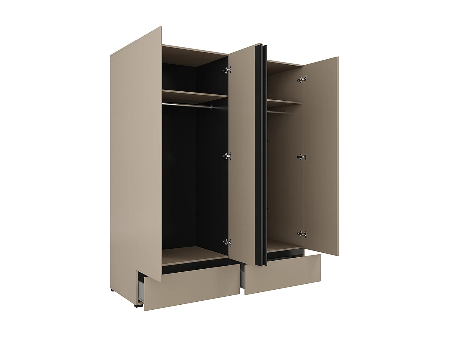 Schrank 4 Türen 2 Schubladen Lilia Taupe