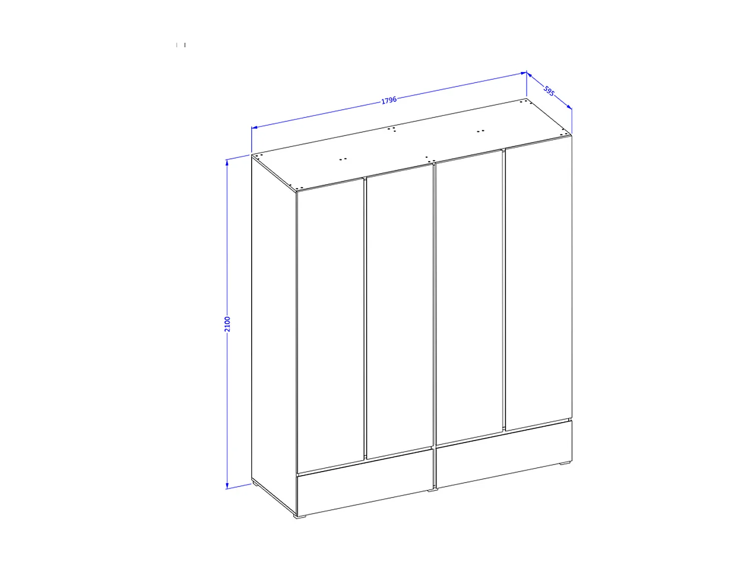 Schrank 4 Türen 2 Schubladen Lilia Taupe