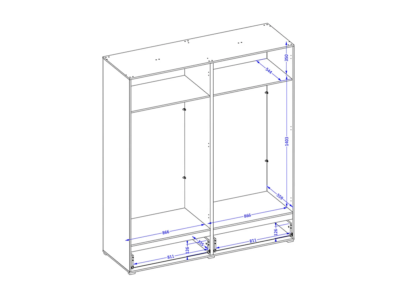 Schrank 4 Türen 2 Schubladen Lilia Taupe
