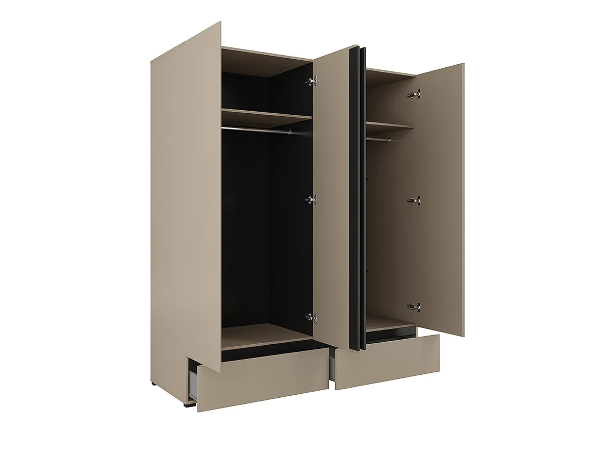 4-door 2-drawer wardrobe Lilia Taupe