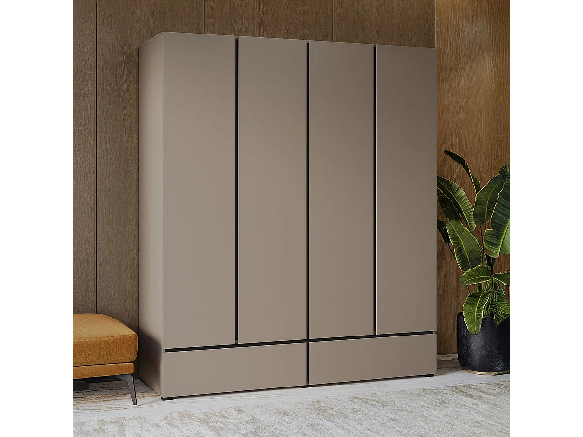 4-door 2-drawer wardrobe Lilia Taupe