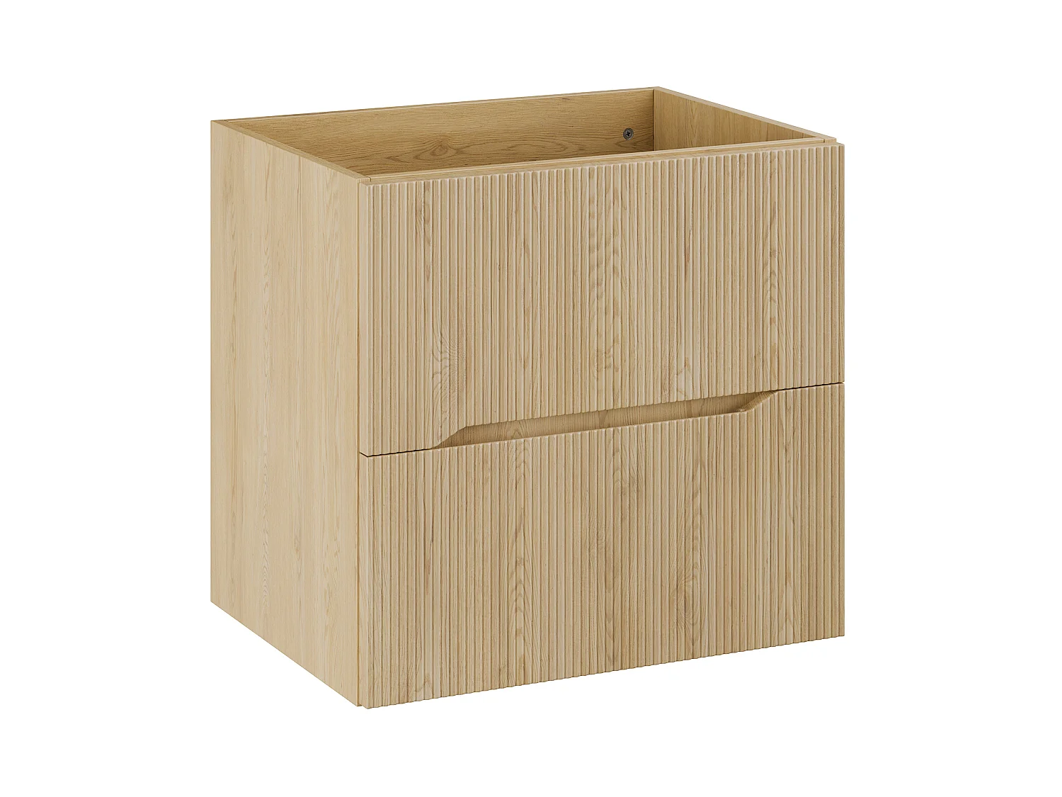 Ensemble de meubles salle de bain Nordic Cremona 60 cm avec plan de toilette, 2 tiroirs et façades rainurées