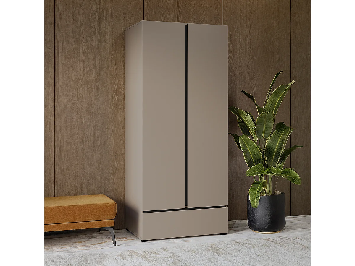 Schrank 2 Türen 1 Schublade Lilia Taupe