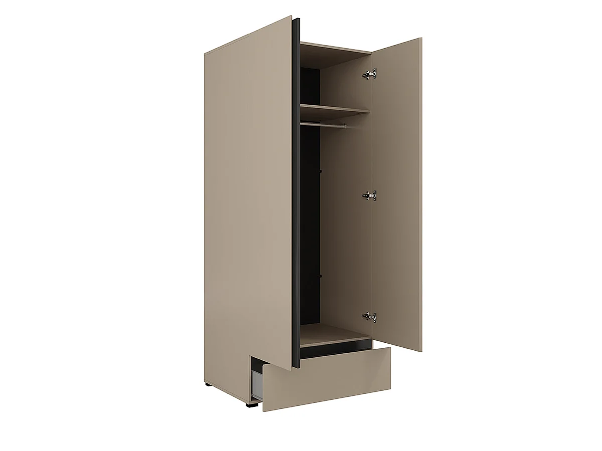 Armoire 2 portes 1 tiroir Lilia Taupe