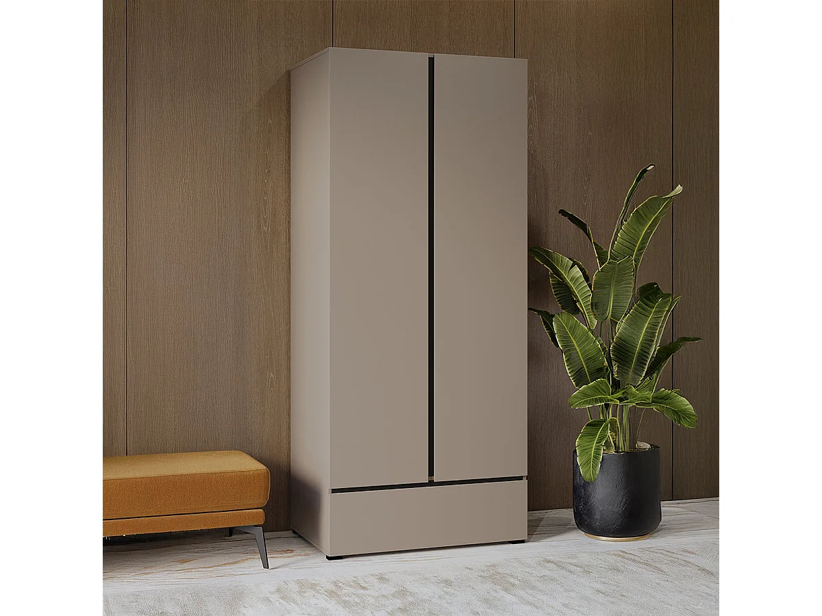 Armoire 2 portes 1 tiroir Lilia Taupe