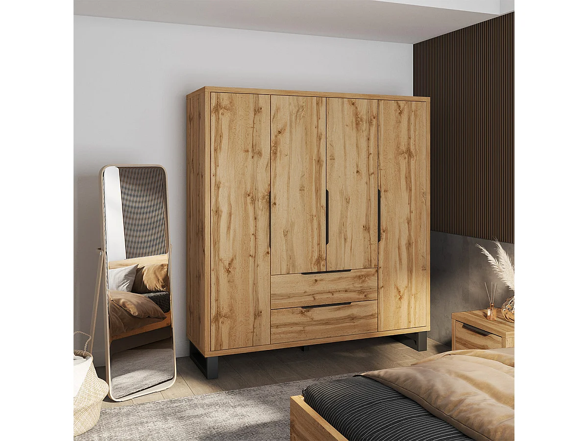 Armadio 4 ante 2 cassetti Eden marrone 210,3cm