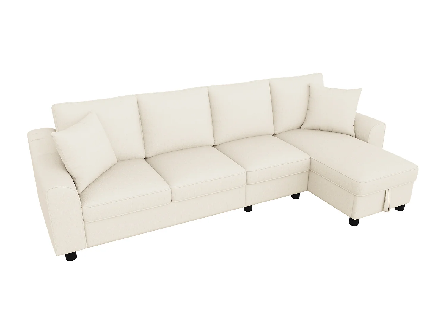 Canapé d'angle moderne en chenille beige - avec espace de rangement - dossier rabattable - avec porte-gobelet - Beige