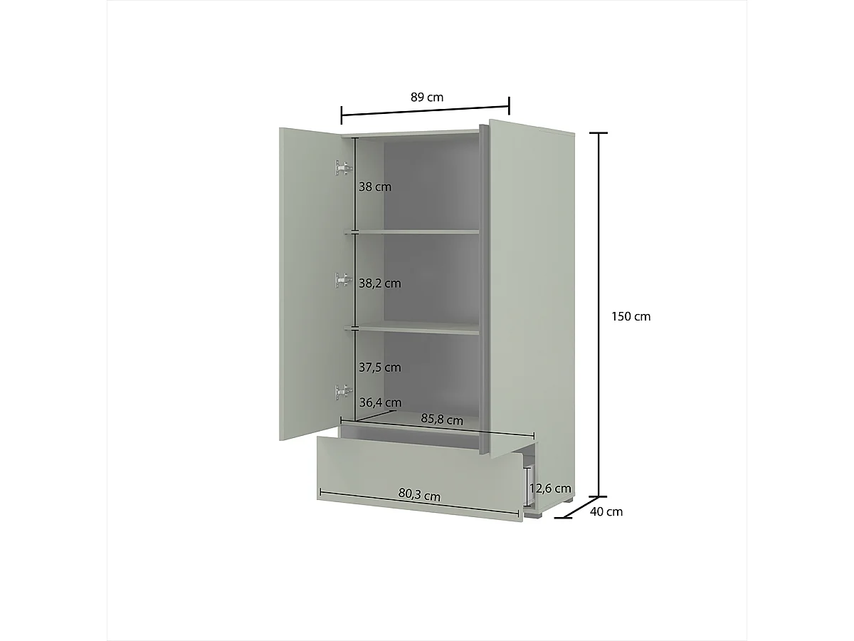 Kleiner Schrank 2 Türen 1 Schublade Lilia Grün