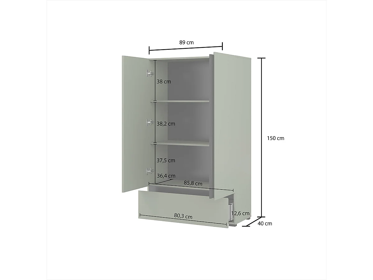 Petite armoire 2 portes 1 tiroir Lilia Vert