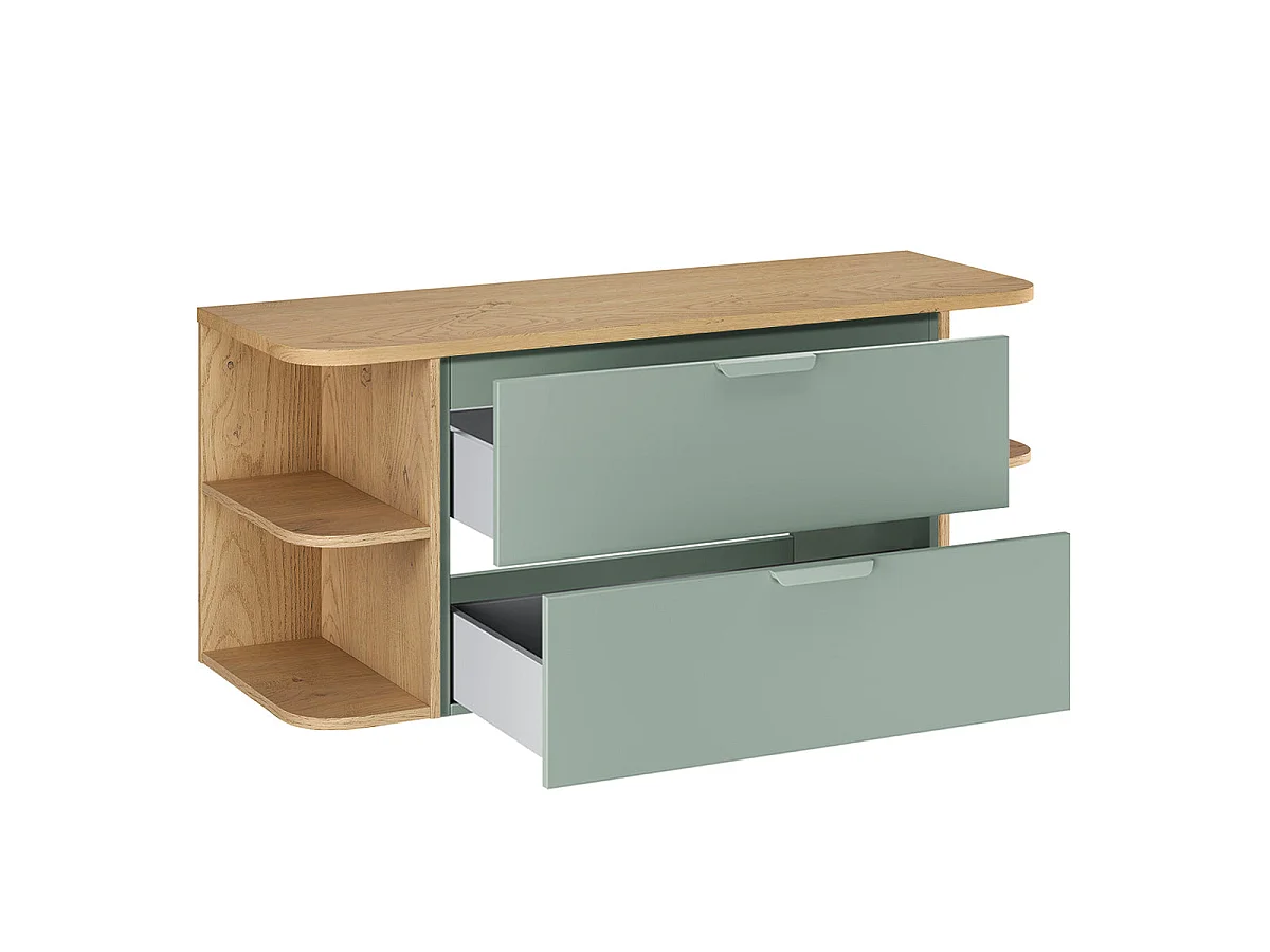 Mobile sottolavabo 120 cm nicchie arrotondate piano d'appoggio Oria Verde opaco
