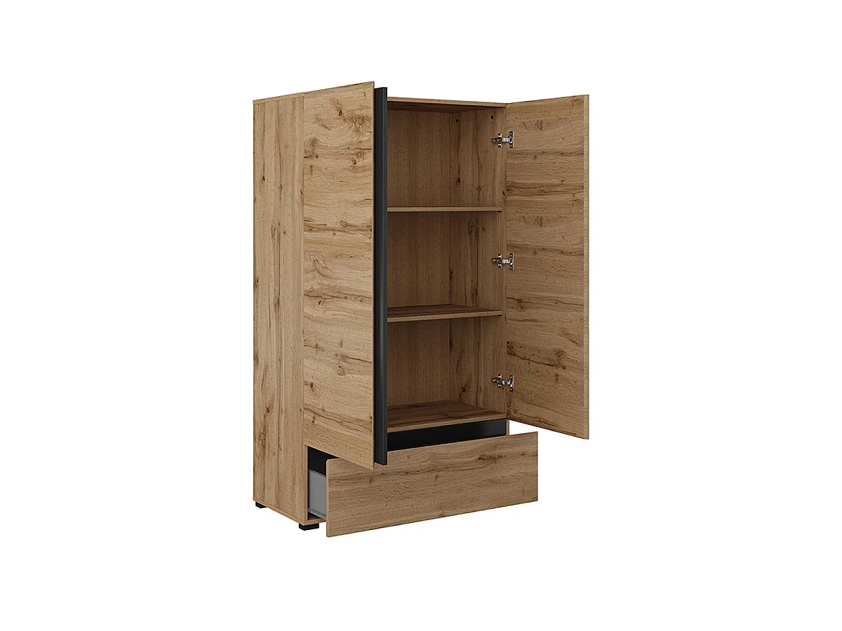 Petite armoire 2 portes 1 tiroir Lilia Bois
