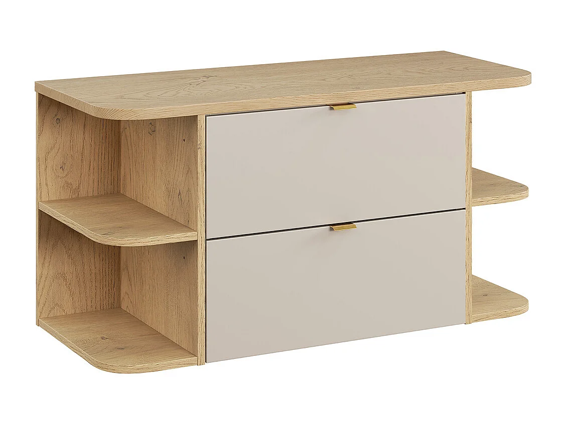 Meuble sous-vasque 100cm niches arrondies plan de toilette Azel Cachemire et Bois