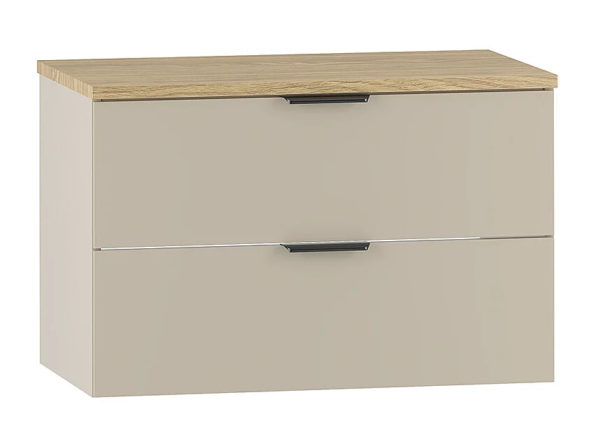 Meuble sous-vasque 80cm plan de toilette Astrid Cachemire et bois