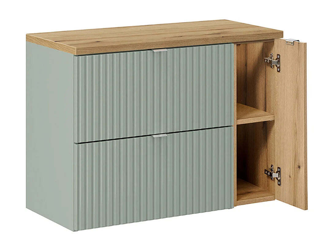 Meuble sous-vasque 80cm Jade Vert et Bois