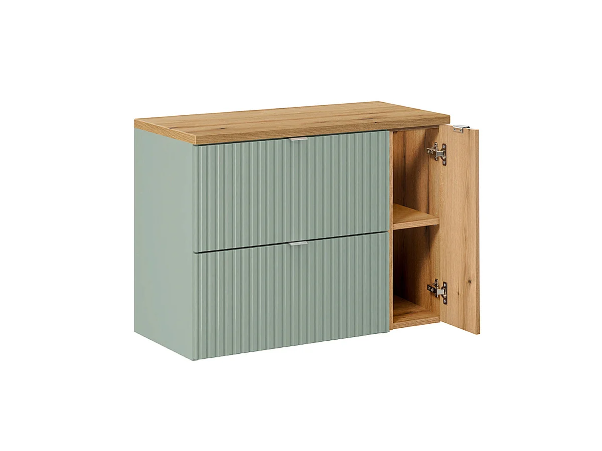 Waschtischunterschrank 80cm Jade Grün und Holz