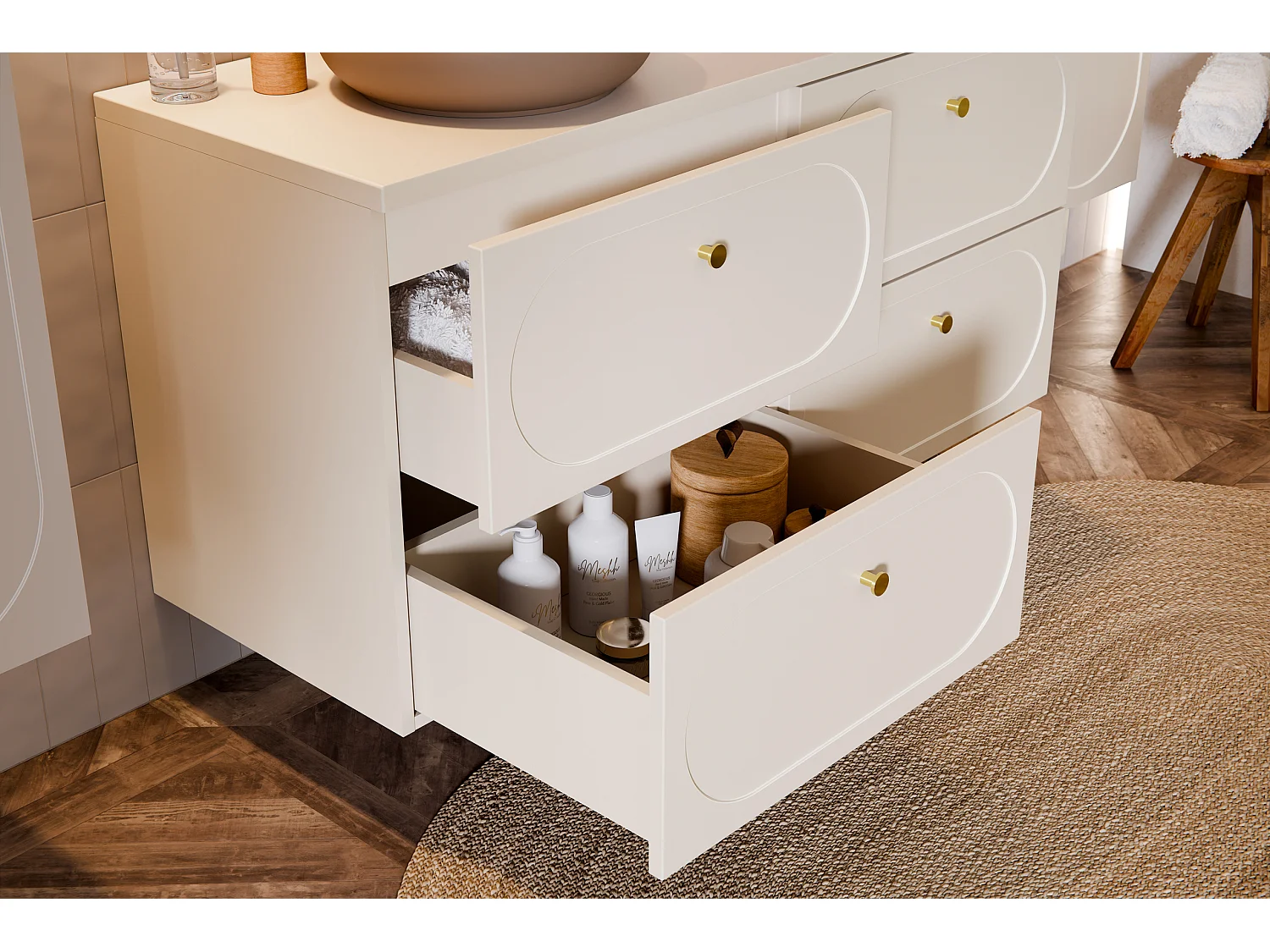 Meuble sous vasque Donna Sand 80 cm 2 tiroirs