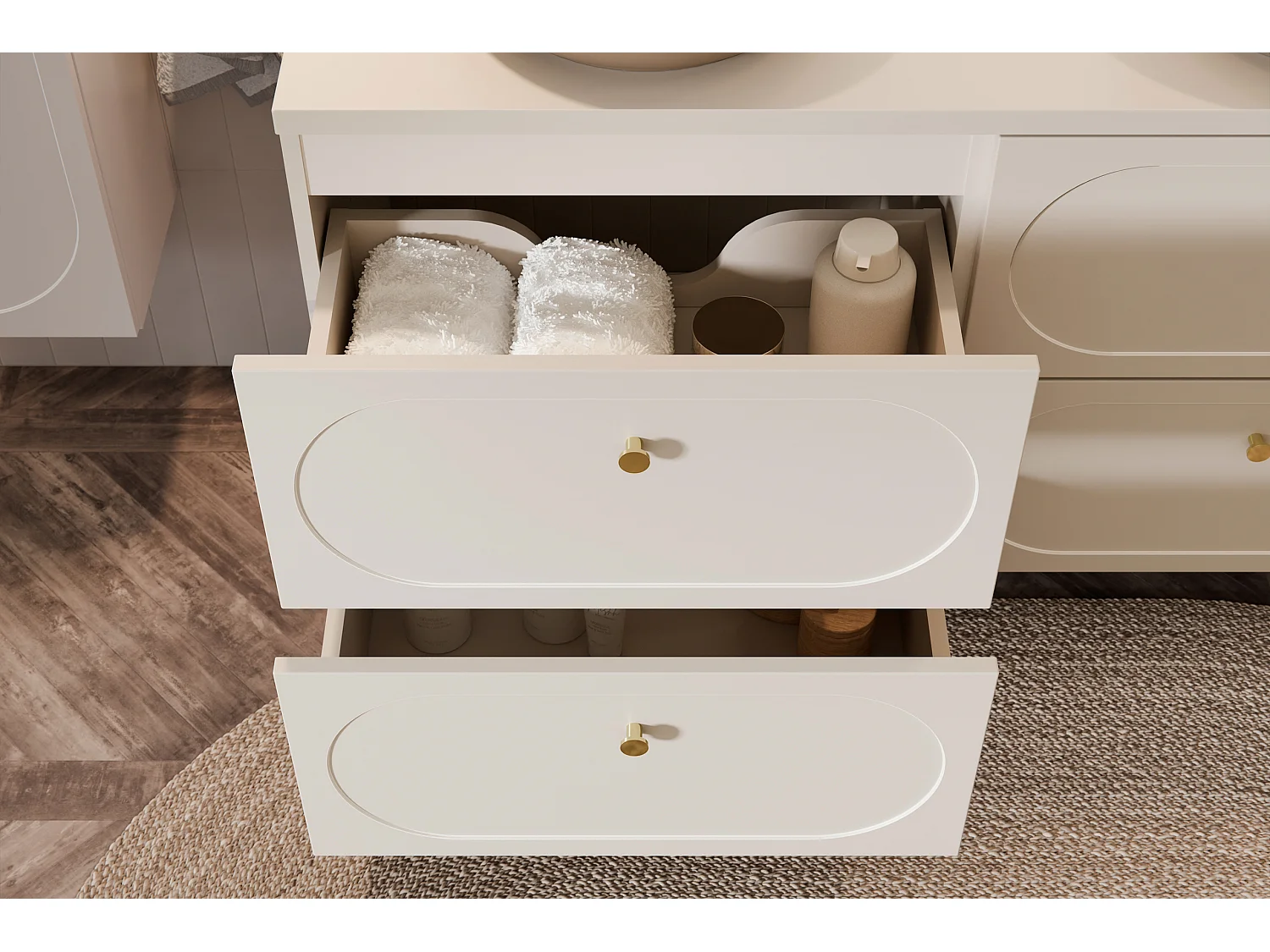 Meuble sous vasque Donna Sand 80 cm 2 tiroirs