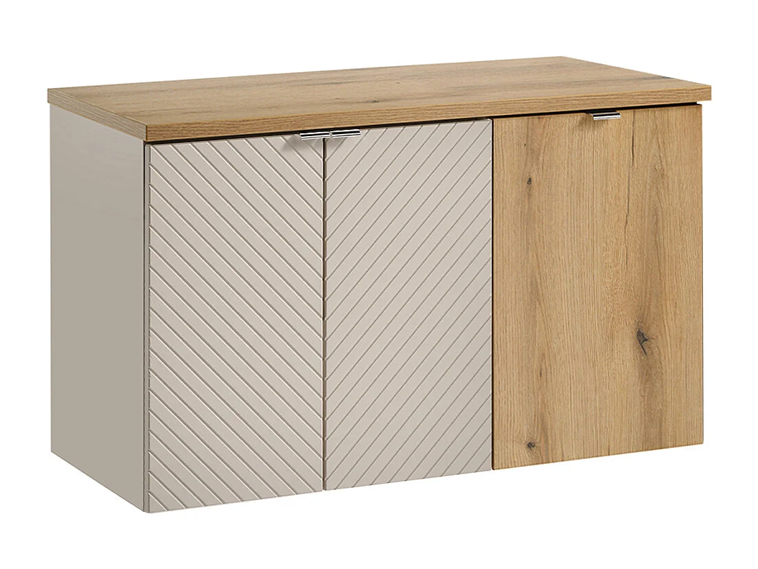 Meuble sous-vasque 100cm 2 portes panier à linge Manoa Cachemire et Bois