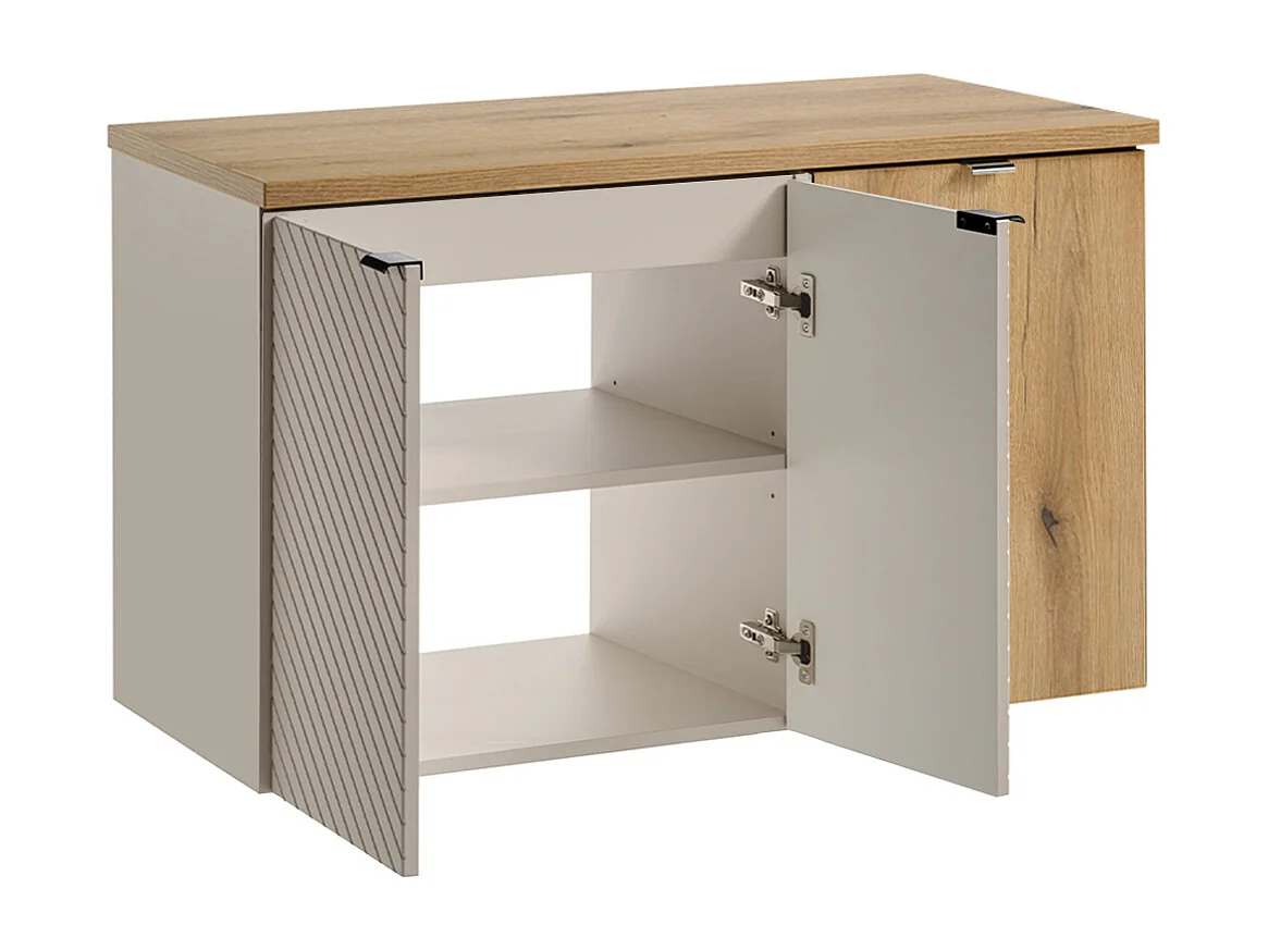 Meuble sous-vasque 100cm 2 portes panier à linge Manoa Cachemire et Bois