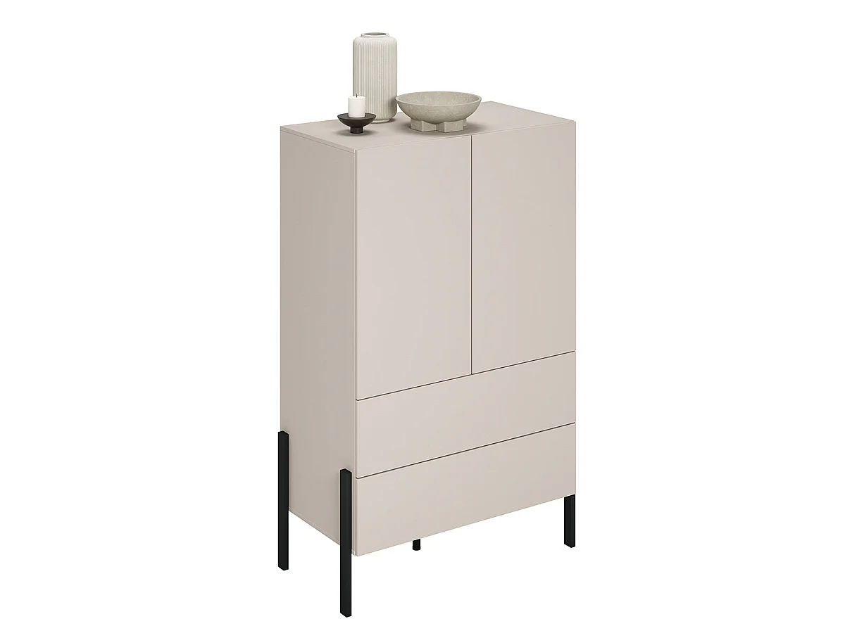 Armoire 2 portes 2 tiroirs Bérénice Cachemire