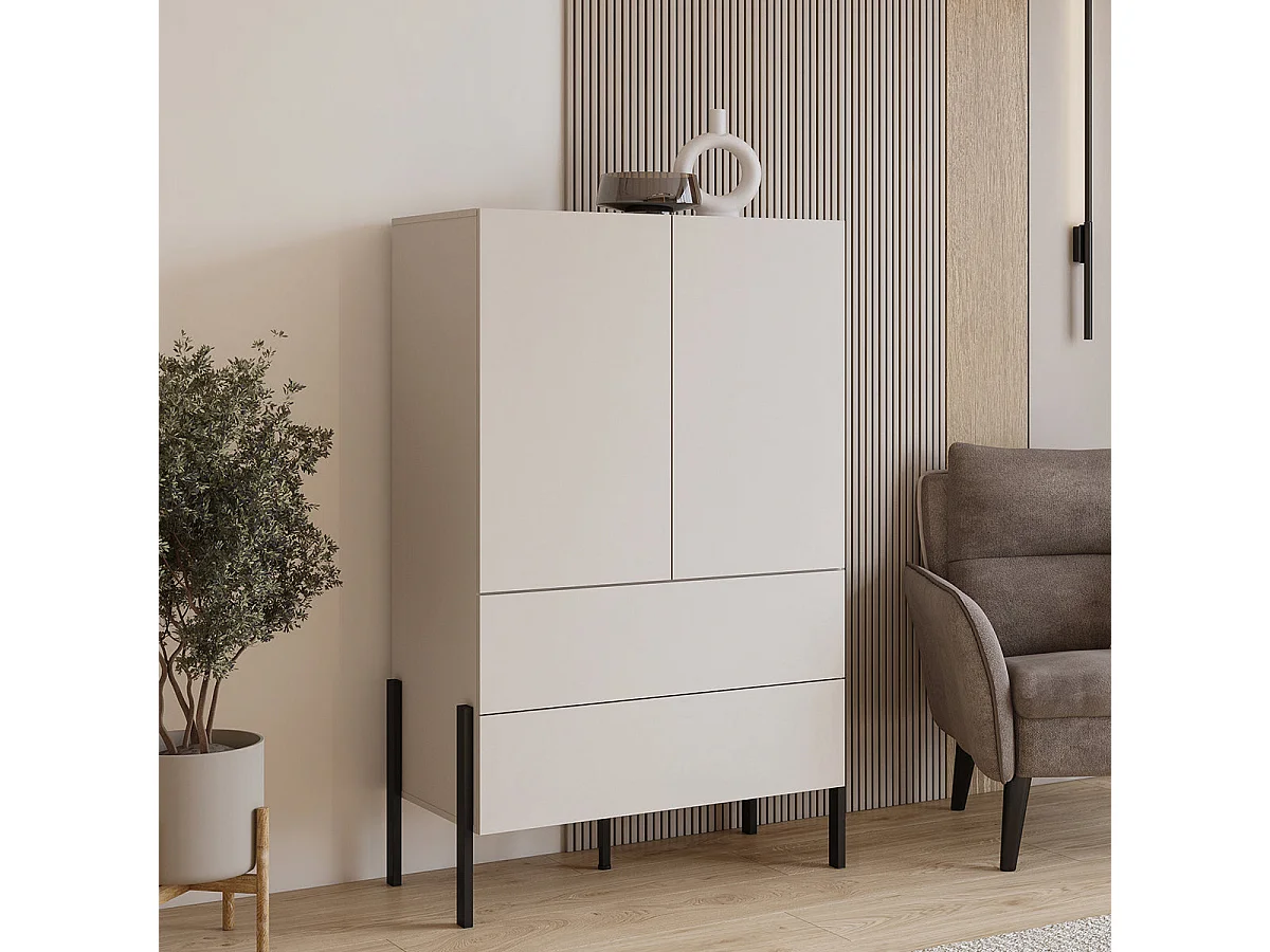 Armoire 2 portes 2 tiroirs Bérénice Cachemire
