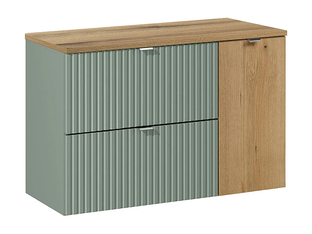 Meuble sous-vasque 90cm Jade Vert et Bois