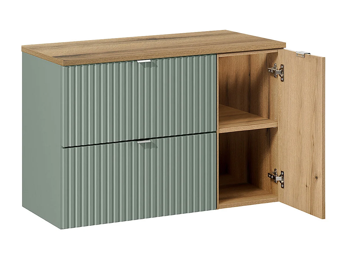 Meuble sous-vasque 90cm Jade Vert et Bois