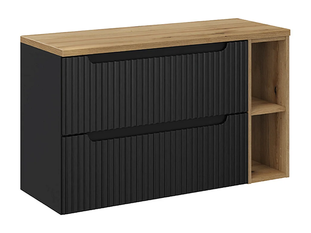 Onderbouw wastafel 100cm 2 laden 2 nissen Riva Zwart en Hout