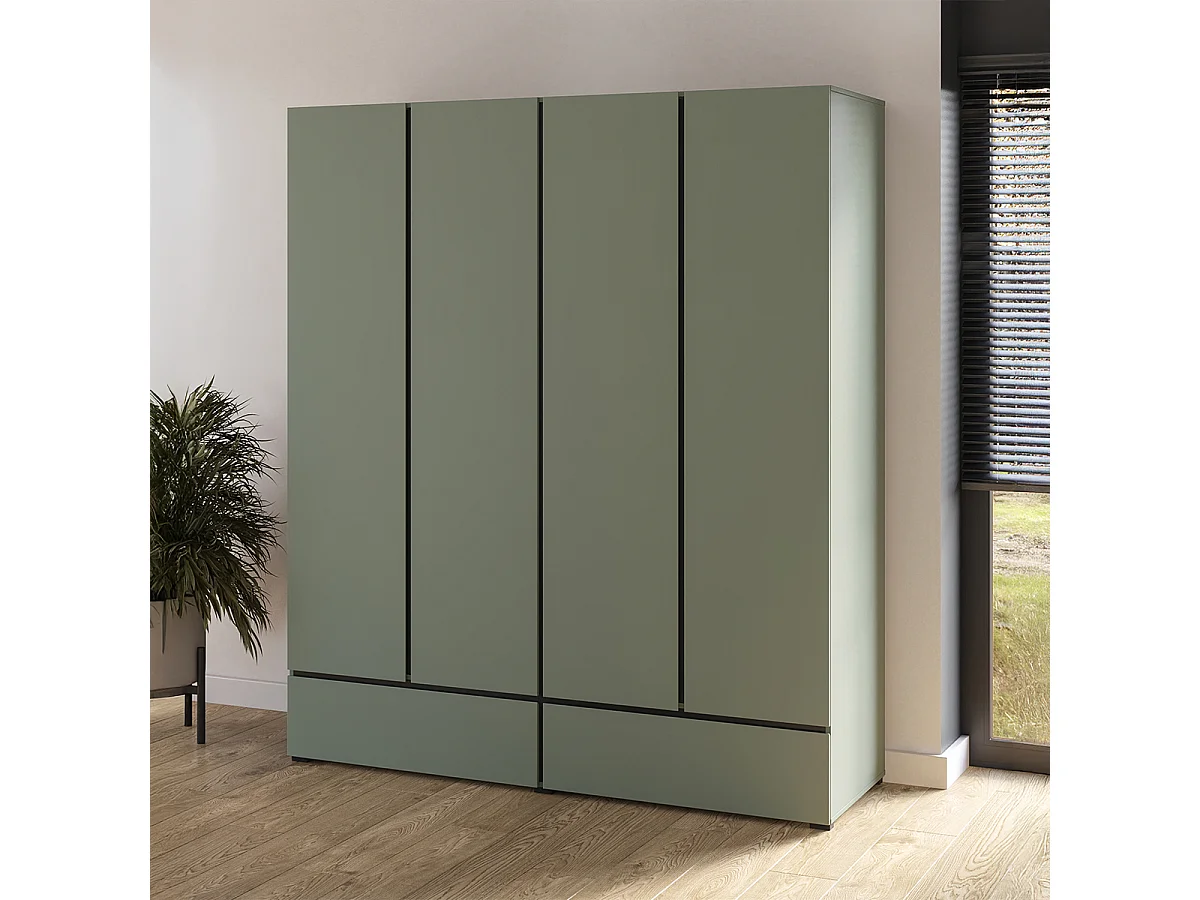 Schrank 4 Türen 2 Schubladen Lilia Grün