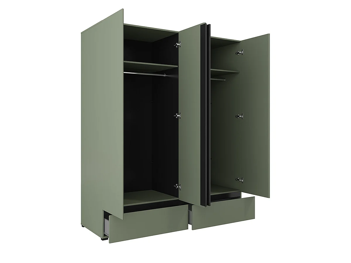 4-door 2-drawer wardrobe Lilia Green
