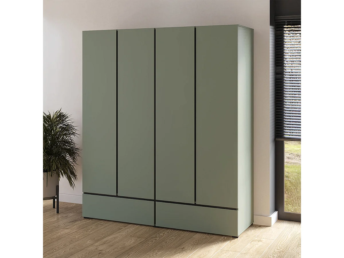 4-door 2-drawer wardrobe Lilia Green