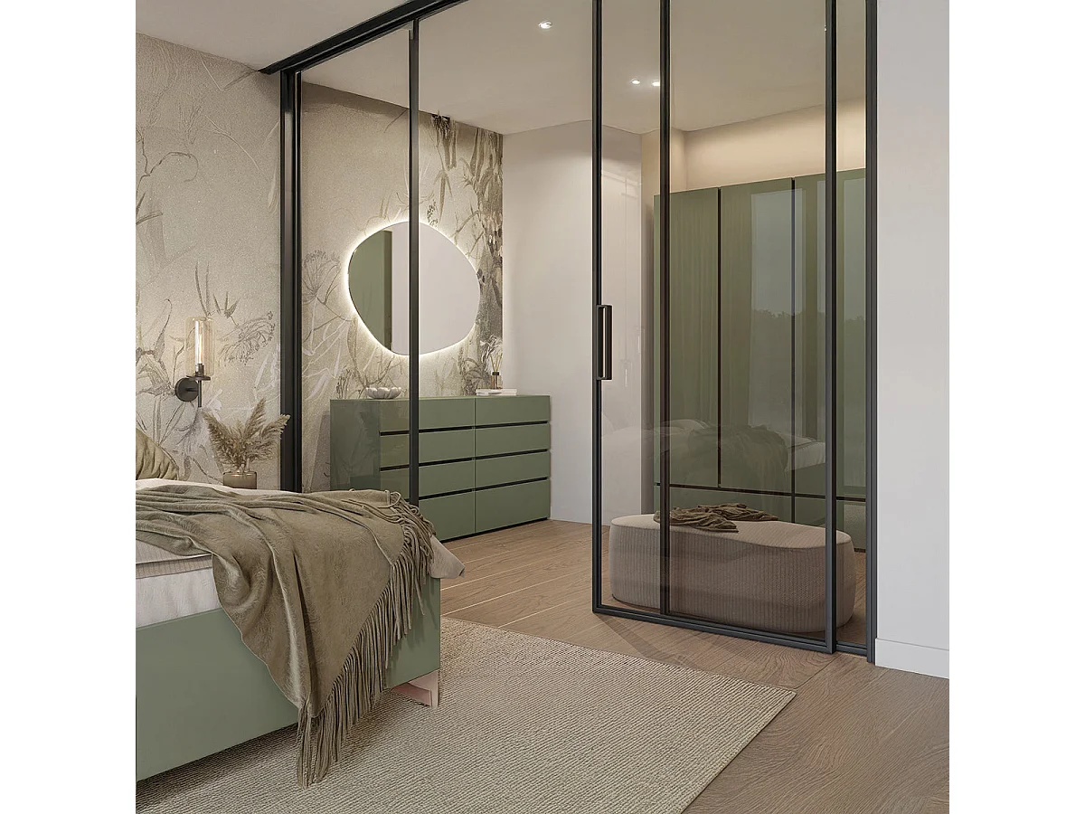 4-door 2-drawer wardrobe Lilia Green