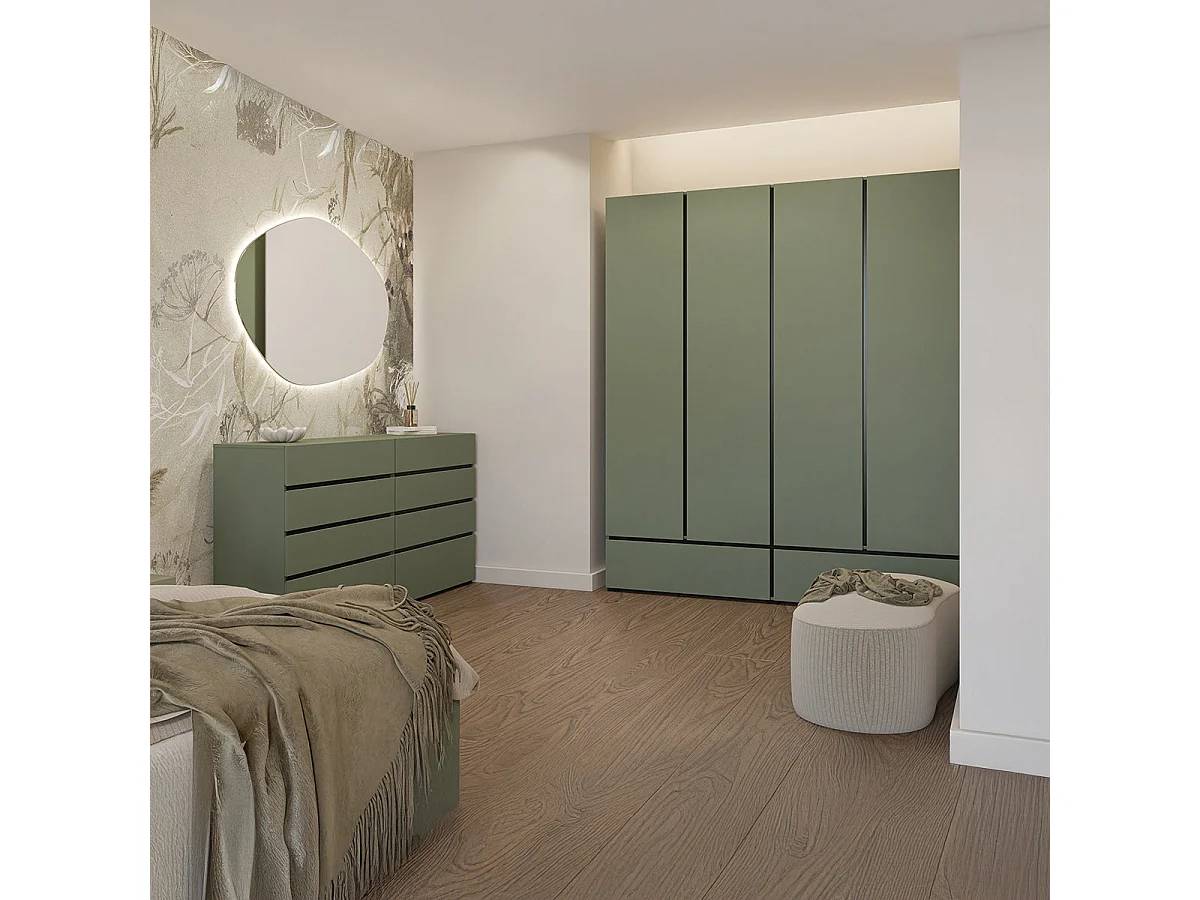 4-door 2-drawer wardrobe Lilia Green