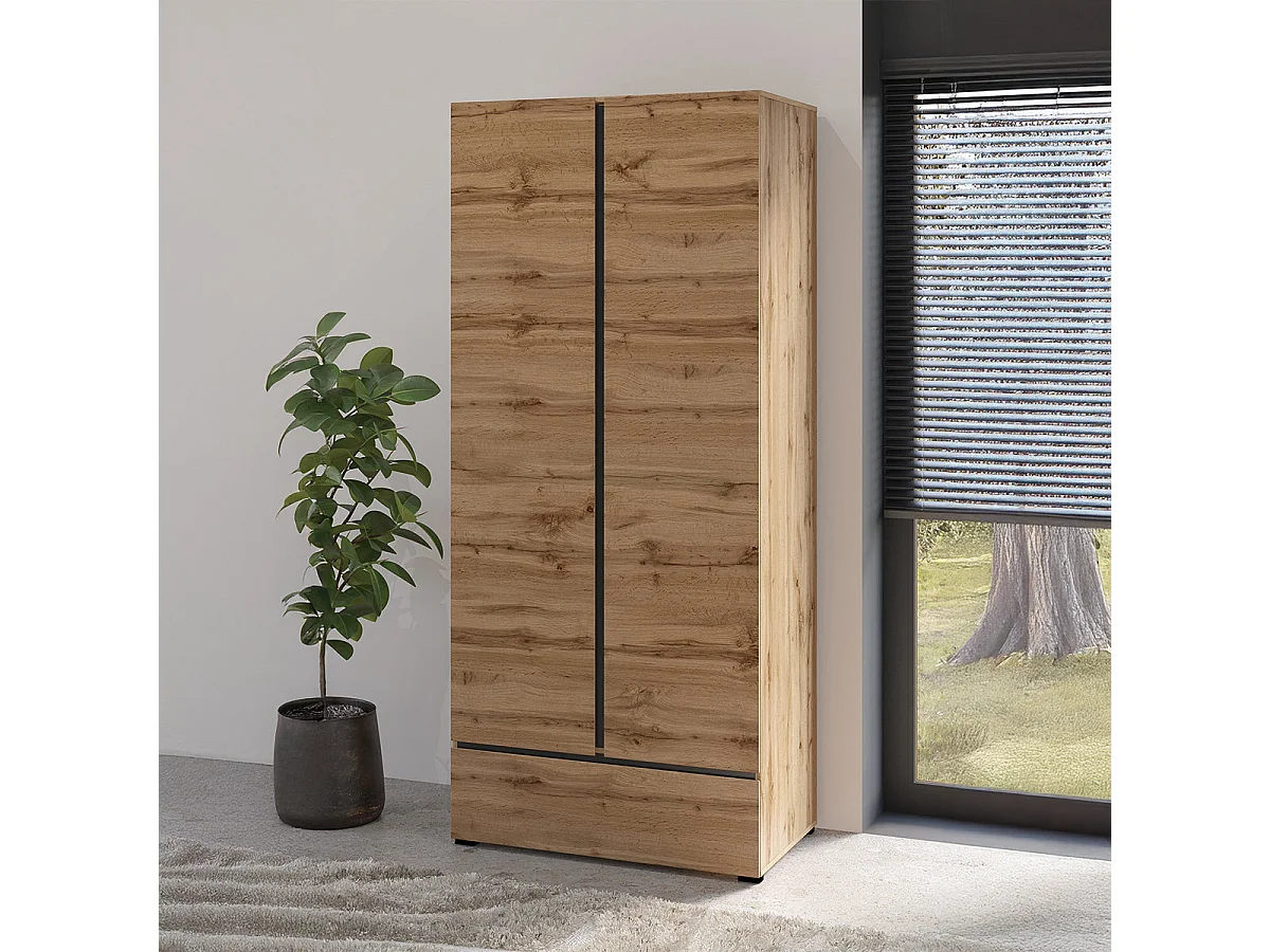 Armoire 2 portes 1 tiroir Lilia Bois