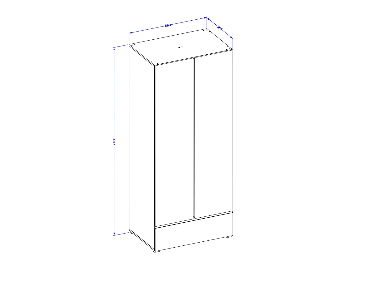 Armoire 2 portes 1 tiroir Lilia Bois