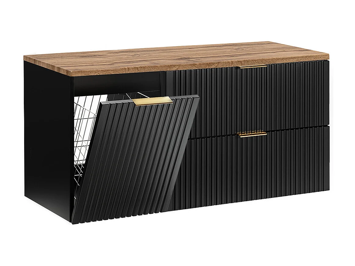Mobile bagno senza lavabo Adriel nero e marrone 120cm