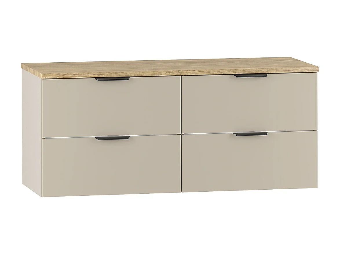 Meuble sous-vasque 120cm plan de toilette Astrid Cachemire et bois