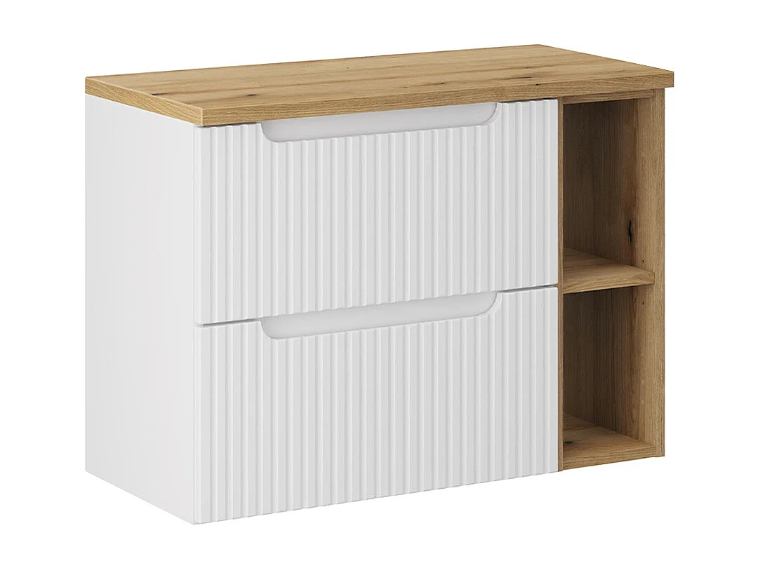 Meuble sous-vasque 80cm 2 tiroirs 2 niches Riva Blanc et Bois
