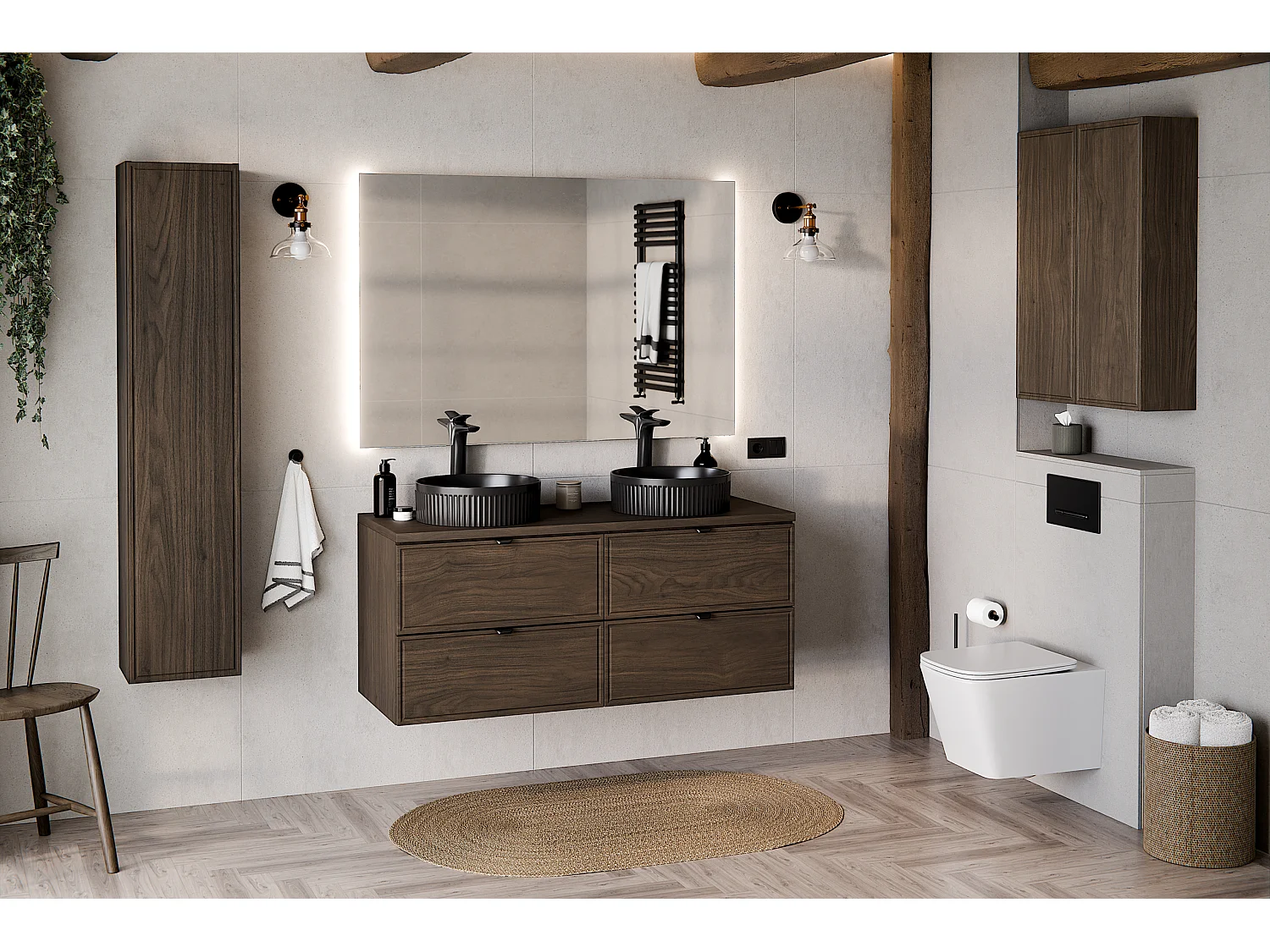 Vanity unit 60cm Elias Dark wood
