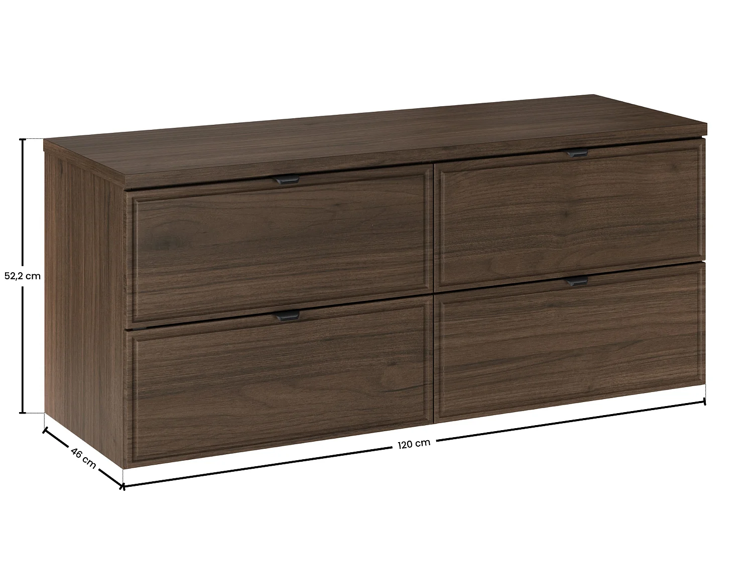 Vanity unit 120cm vanity top Elias Dark wood